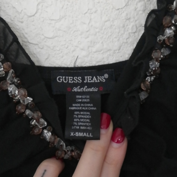 Authentic Guess Jeans Mini Plunge Black Dress - Picture 5 of 8